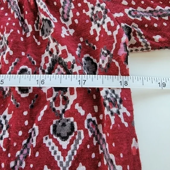 Lucky Brand Red Aztec V-Neck Long Sleeve Tunic - Size S/P - Picture 5 of 7